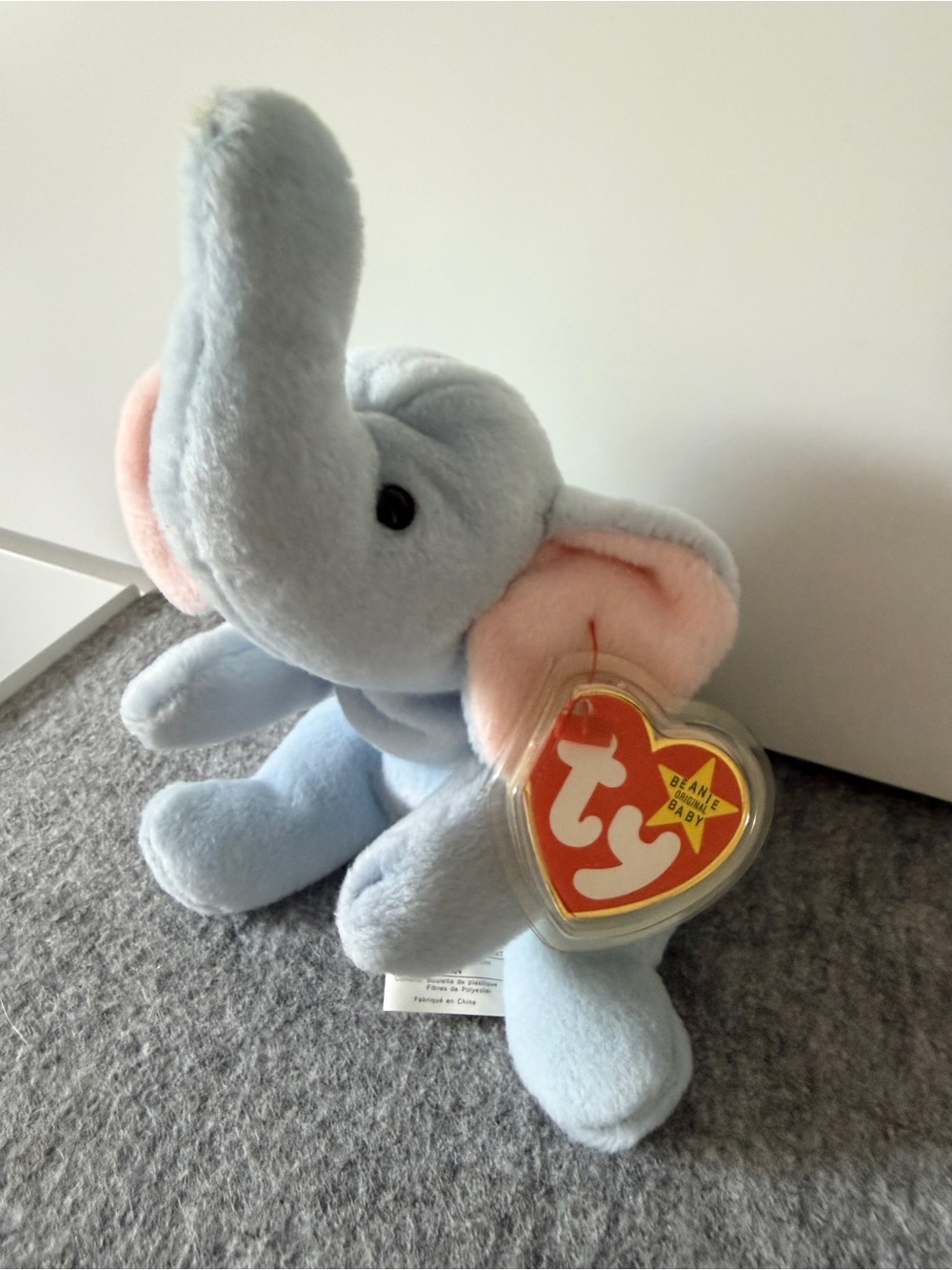 Ty Beanie Baby Peanut Elephant 1995 Light Blue #4062 PVC